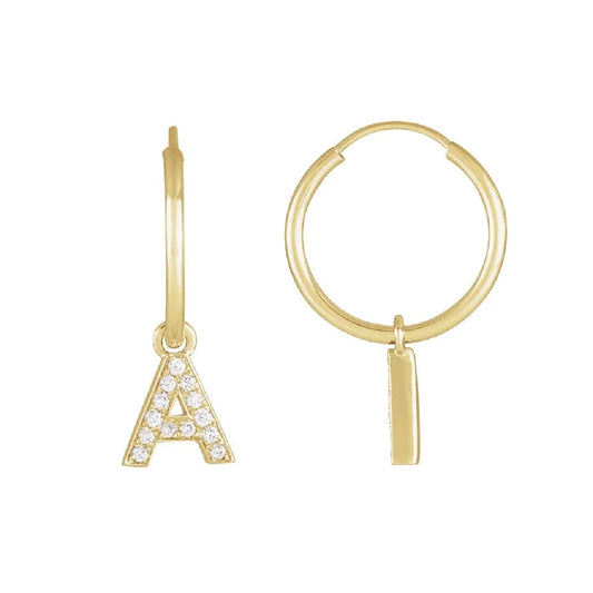 Initial Diamond Hoop Earrings Earrings Robyn Canady
