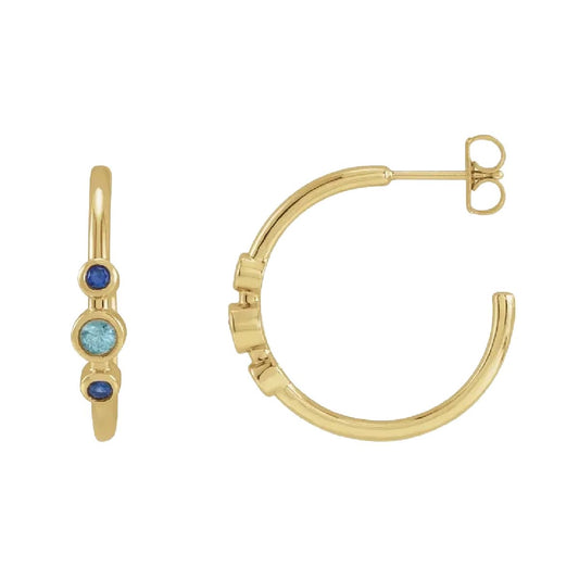 Blue Zircon and Sapphire Hoop Earrings Earrings Robyn Canady