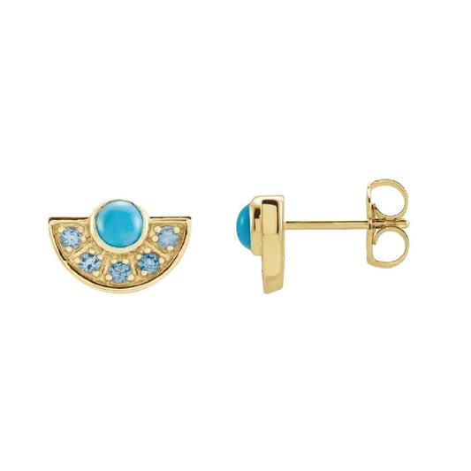 Turquoise and Aquamarine Fan Earrings Earrings Robyn Canady
