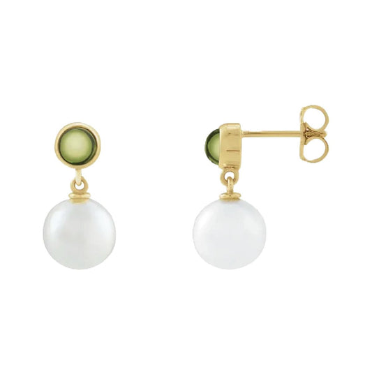 Peridot and Freshwater Pearl Drop Earrings Earrings Robyn Canady