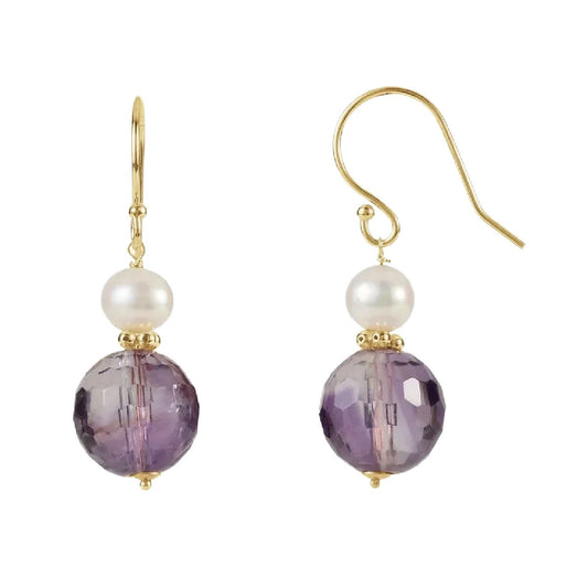 Amethyst and Freshwater Pearl Drop Earrings Earrings Robyn Canady