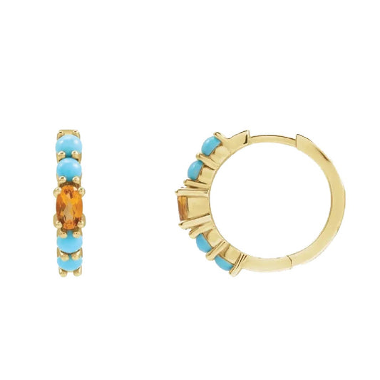 Citrine and Turquoise Hoop Earrings Earrings Robyn Canady