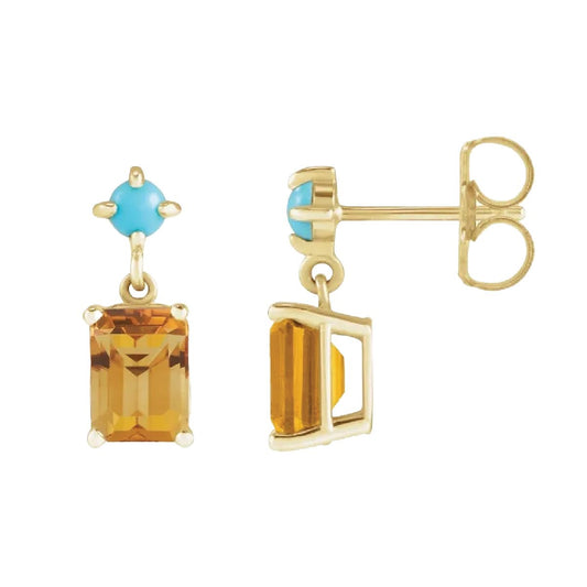Citrine and Turquoise Stud Earrings Earrings Robyn Canady
