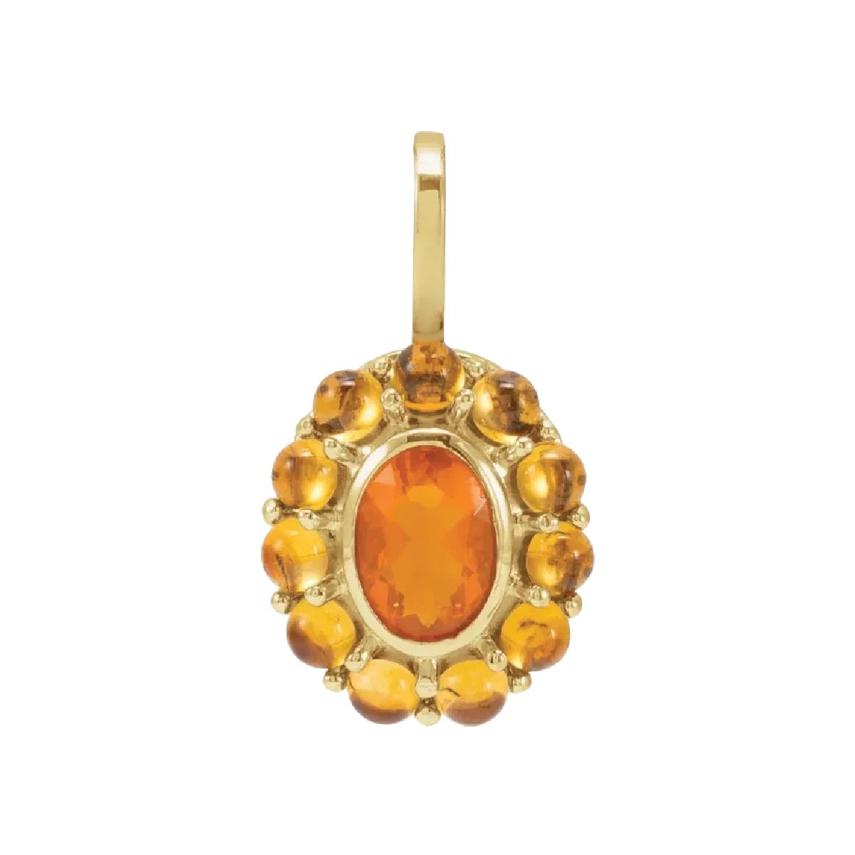Mexican Fire Opal and Citrine Medallion Necklace Necklace Robyn Canady No Chain (Pendant Only)