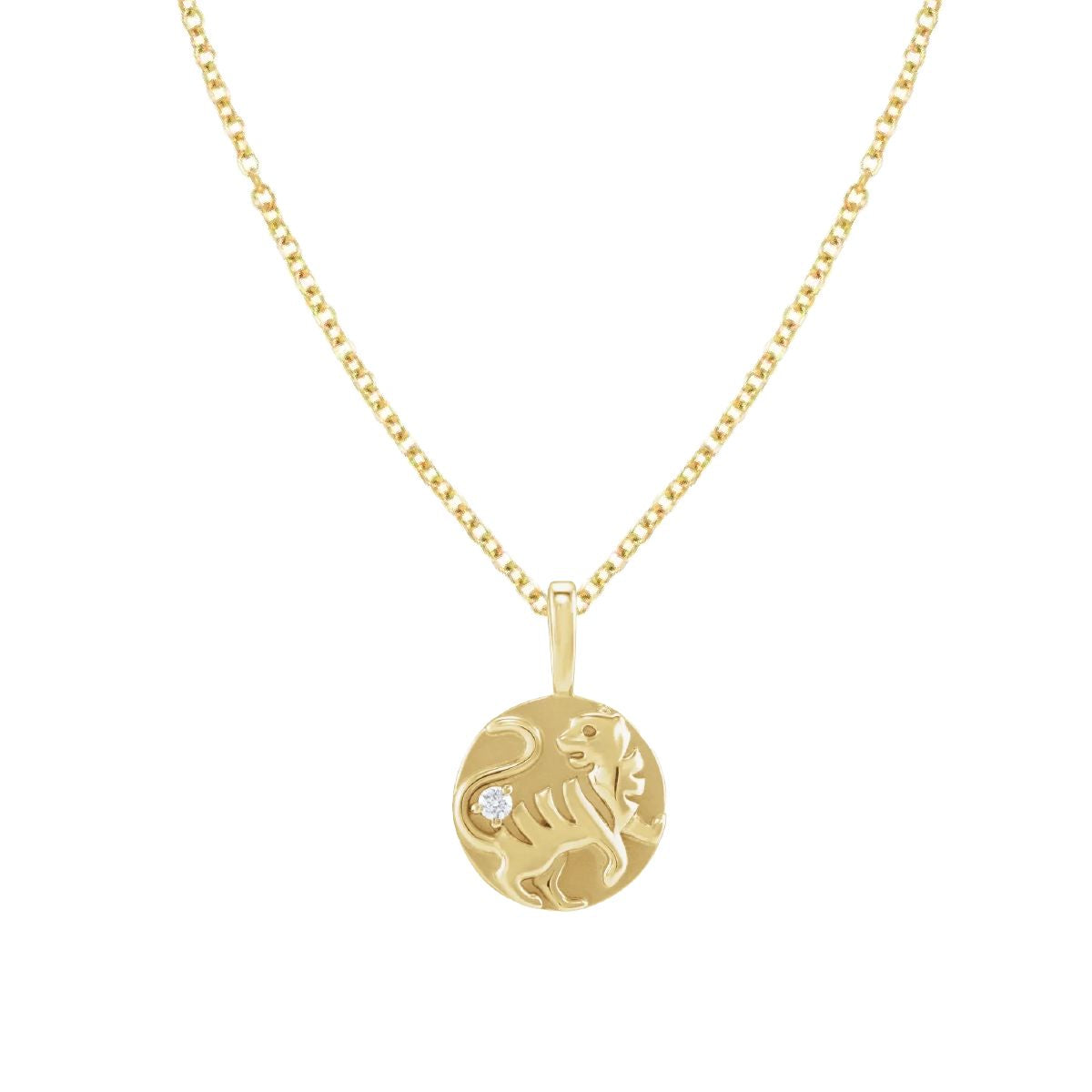 14K Tiger and Diamond Medallion Necklace Necklace Robyn Canady 14K Gold Filled