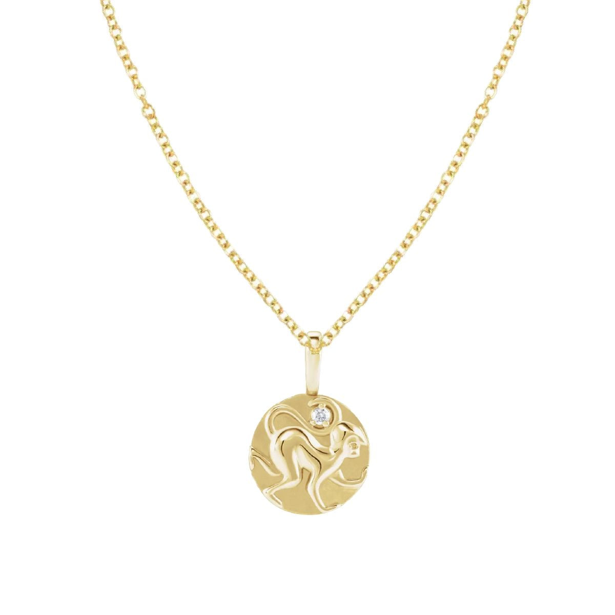 14K Monkey and Diamond Medallion Necklace Necklace Robyn Canady 14K Gold Filled