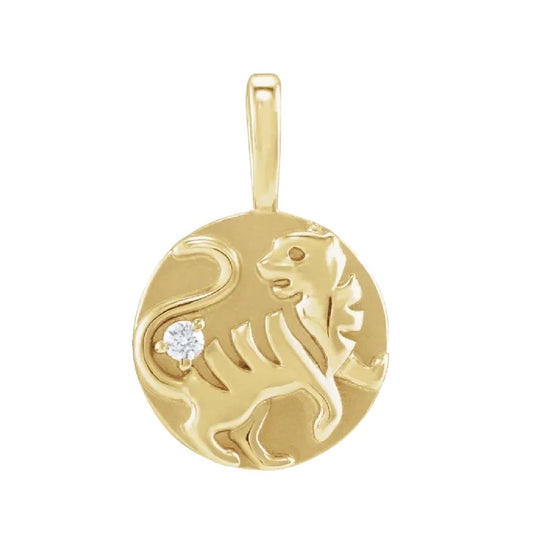 14K Tiger and Diamond Medallion Necklace Necklace Robyn Canady No Chain (Pendant Only)