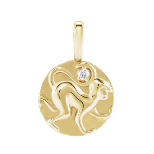 14K Monkey and Diamond Medallion Necklace Necklace Robyn Canady No Chain (Pendant Only)