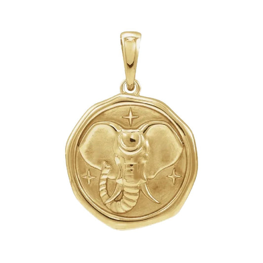 14K Large Lucky Elephant Medallion Necklace Necklace Robyn Canady No Chain (Pendant Only)
