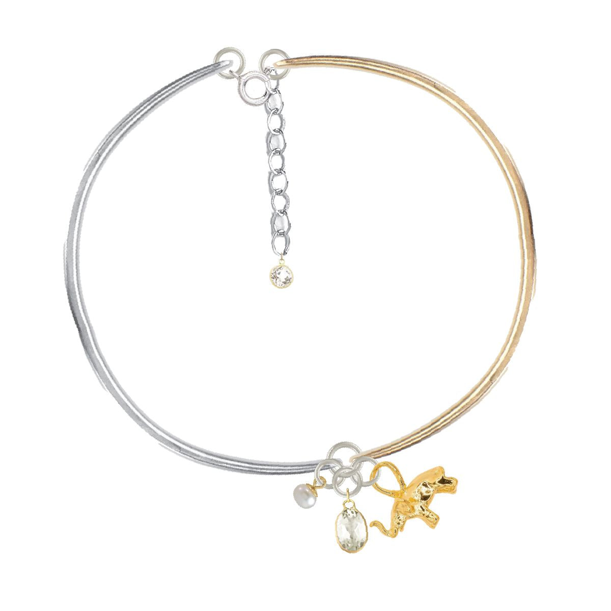 The Lucky Elephant Hinged Mixed Metal Charm Bracelet Bracelet Robyn Canady 14K Gold Filled/Sterling Silver