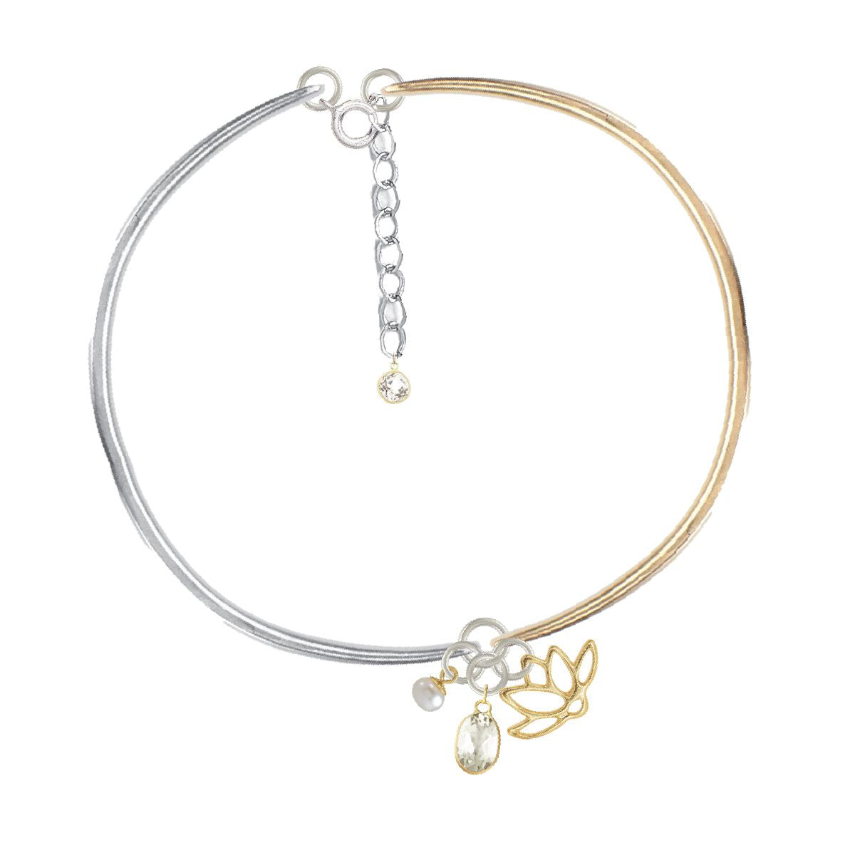 The White Lotus Hinged Mixed Metal Charm Bracelet Necklace Robyn Canady 14K Gold Filled/Sterling Silver