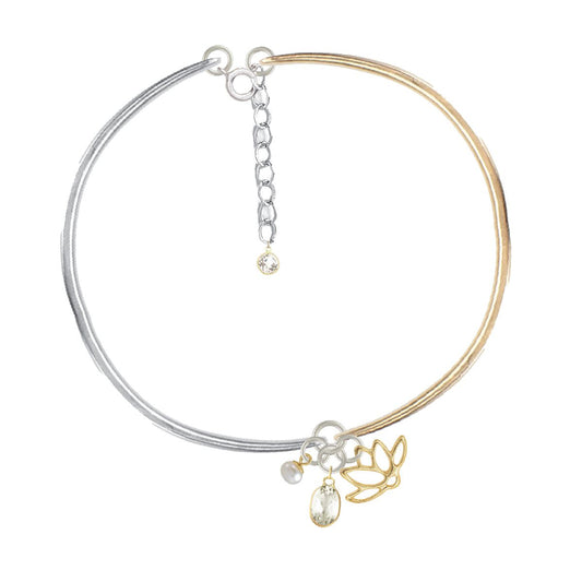 The White Lotus Hinged Mixed Metal Charm Bracelet Necklace Robyn Canady 14K Gold Filled/Sterling Silver
