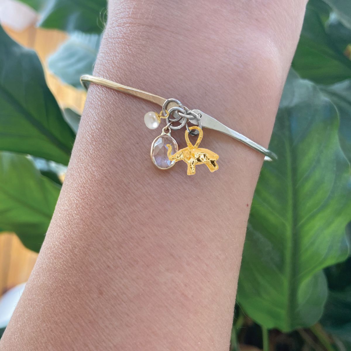 The Lucky Elephant Hinged Mixed Metal Charm Bracelet Bracelet Robyn Canady