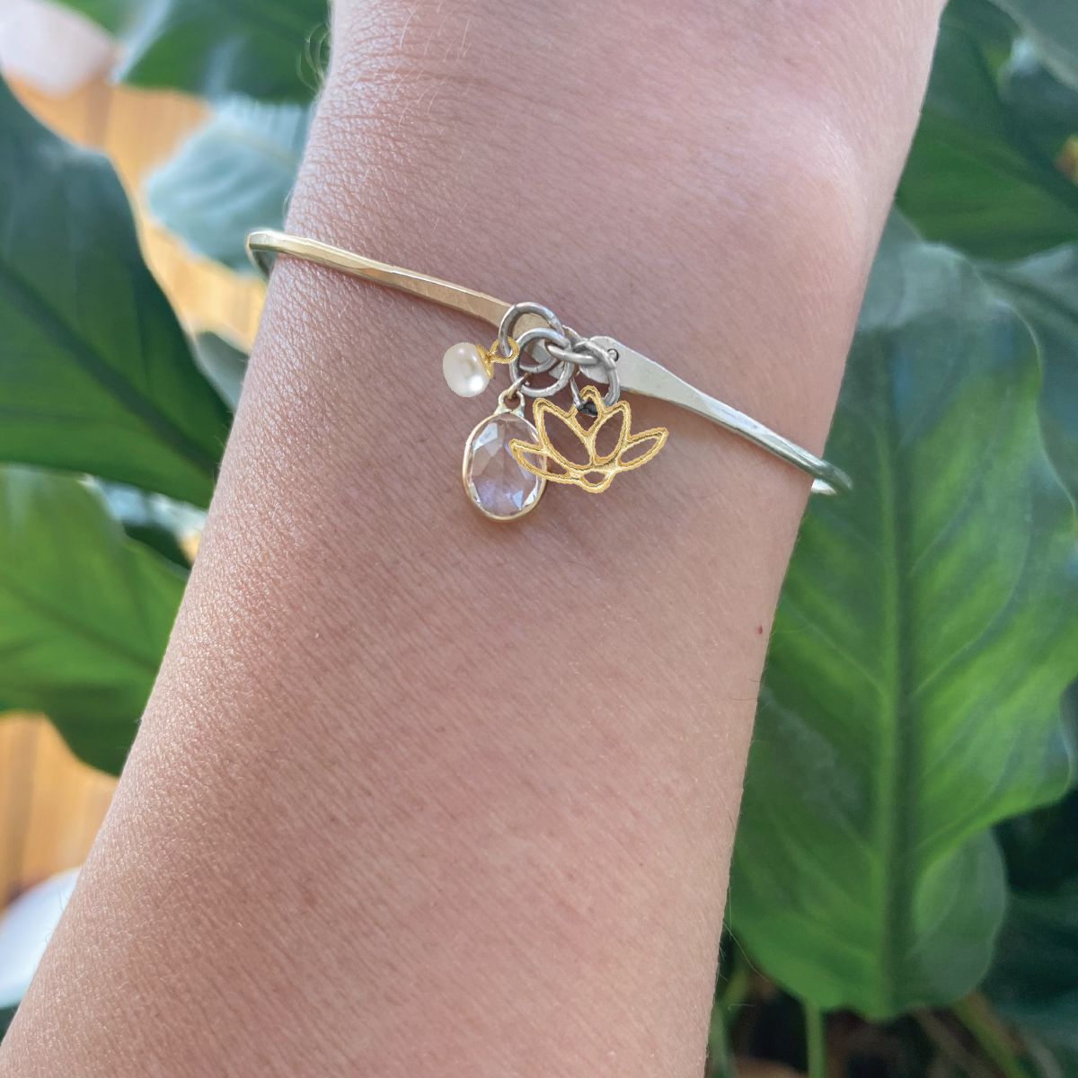 The White Lotus Hinged Mixed Metal Charm Bracelet Bracelet Robyn Canady