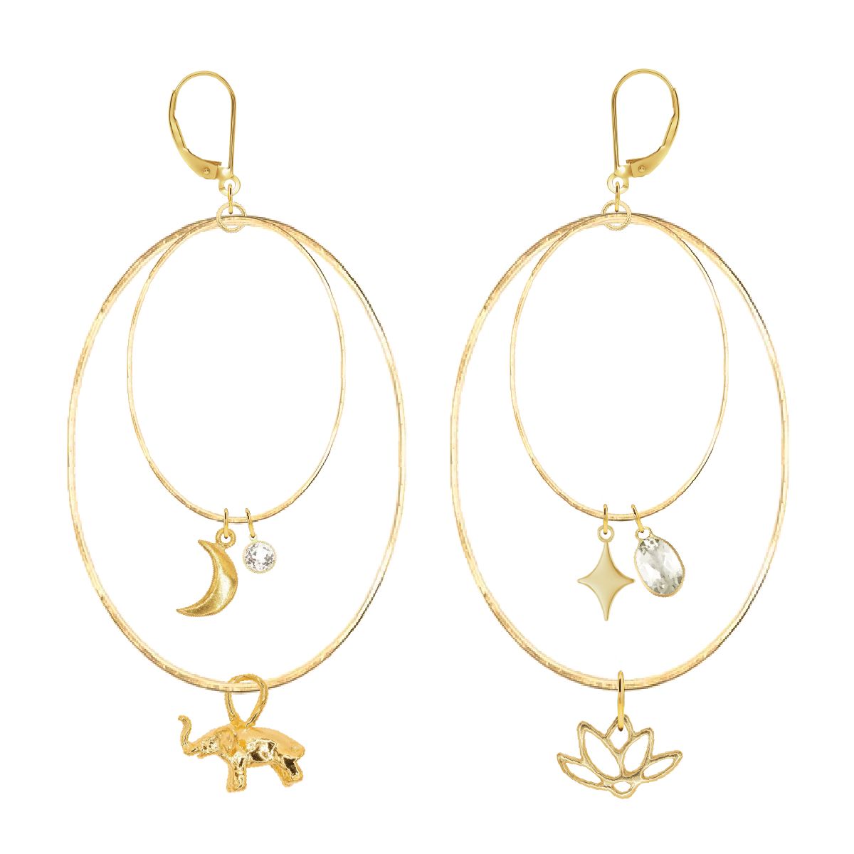 The White Lotus Large Mixed Charm Hoop Earrings Earrings Robyn Canady 14K Gold Filled