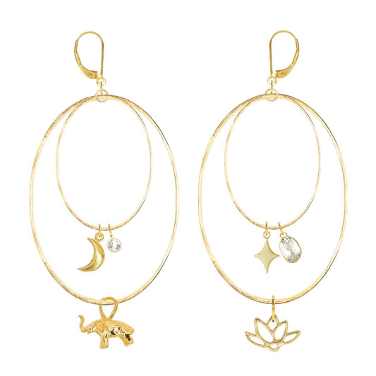 The White Lotus Large Mixed Charm Hoop Earrings Earrings Robyn Canady 14K Gold Filled