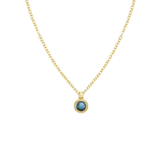 Tiny Drop London Blue Topaz Gemstone Necklace Necklace Robyn Canady 14K Gold