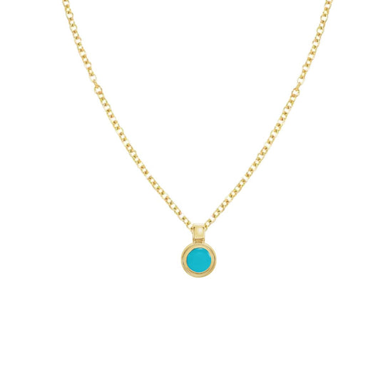Tiny Drop Turquoise Gemstone Necklace Necklace Robyn Canady 14K Gold