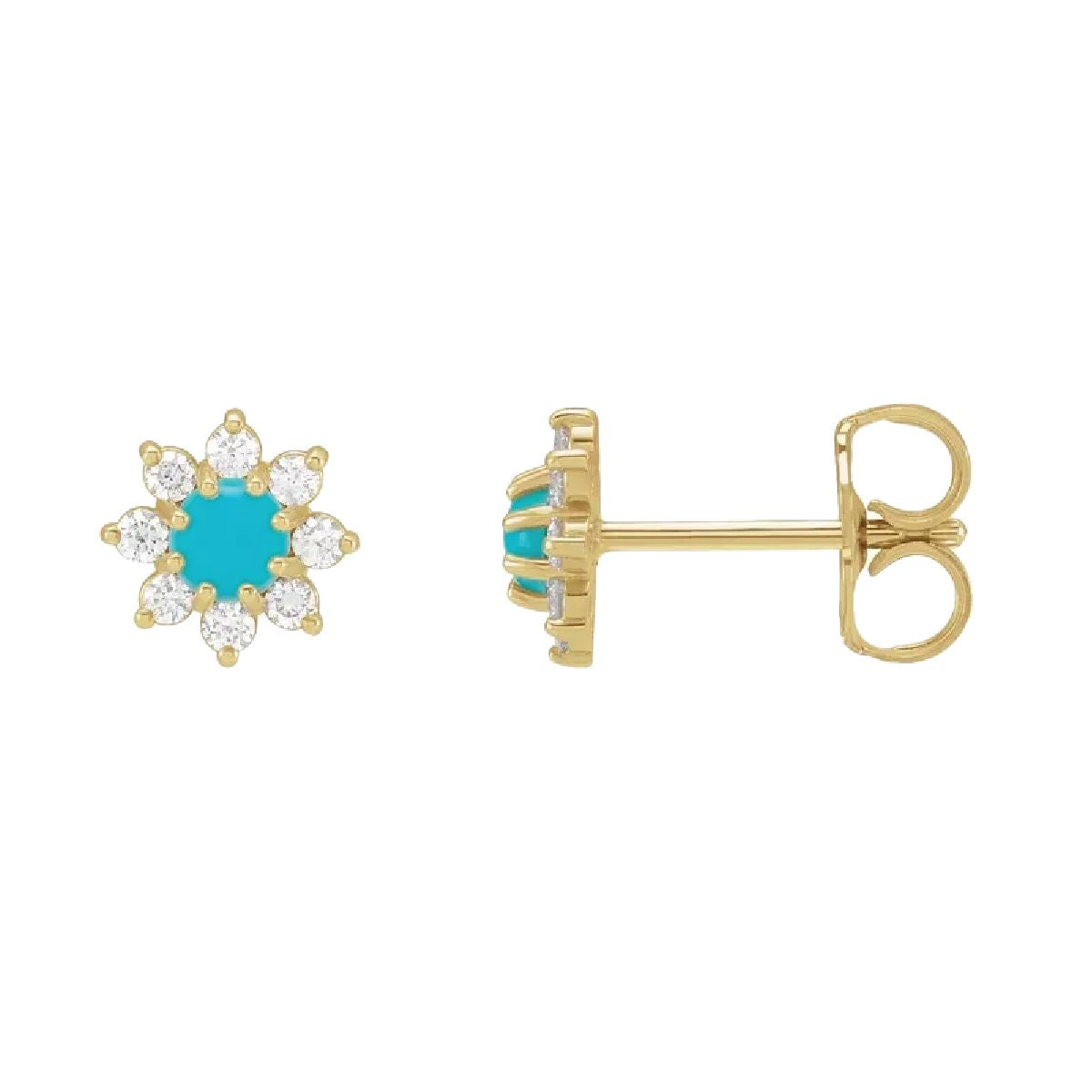 Diamond & Turquoise Flower Stud Earrings Earrings Robyn Canady