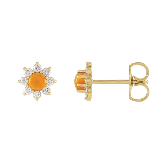 Diamond & Citrine Flower Stud Earrings Earrings Robyn Canady