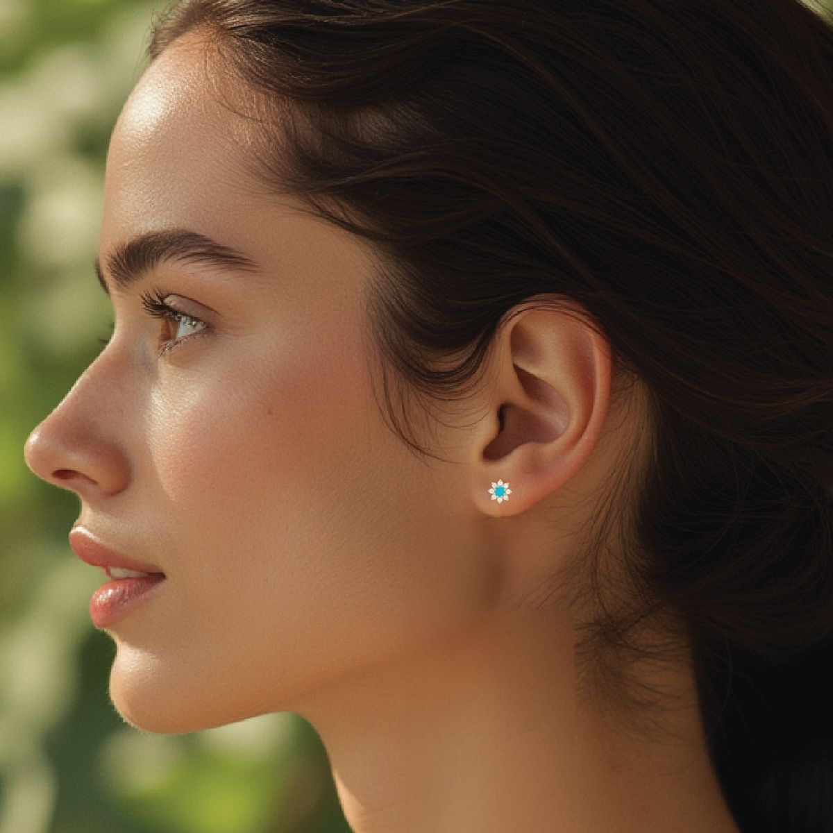 Diamond & Turquoise Flower Stud Earrings Earrings Robyn Canady