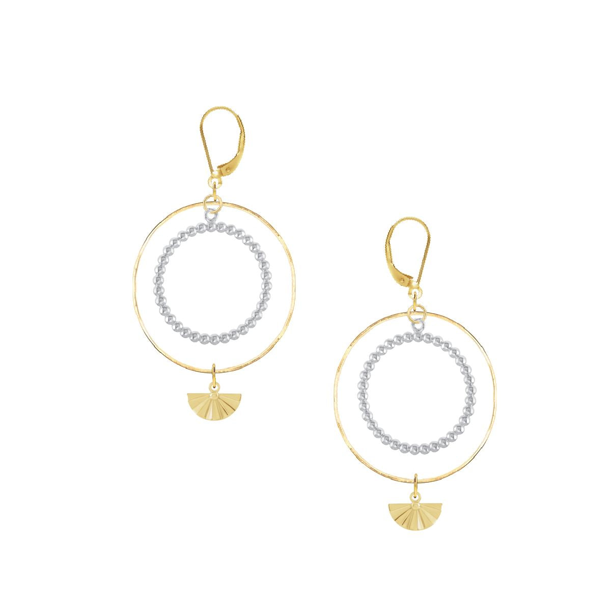 Swingy Fan Hoops Earrings Robyn Canady 14K Gold and Sterling Silver
