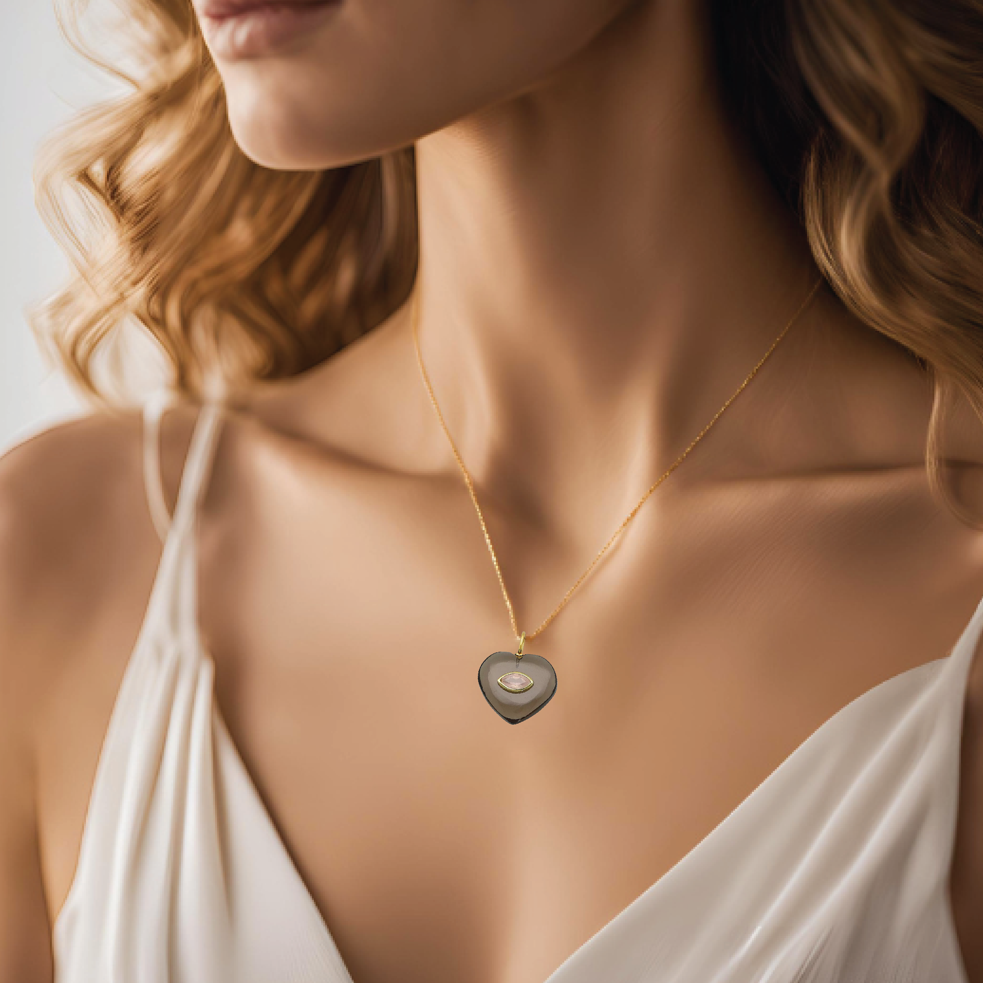 Lovespell Heart Necklace - I need more love and balance in my life - Smoky Quartz + Rose Quartz Necklace Robyn Canady