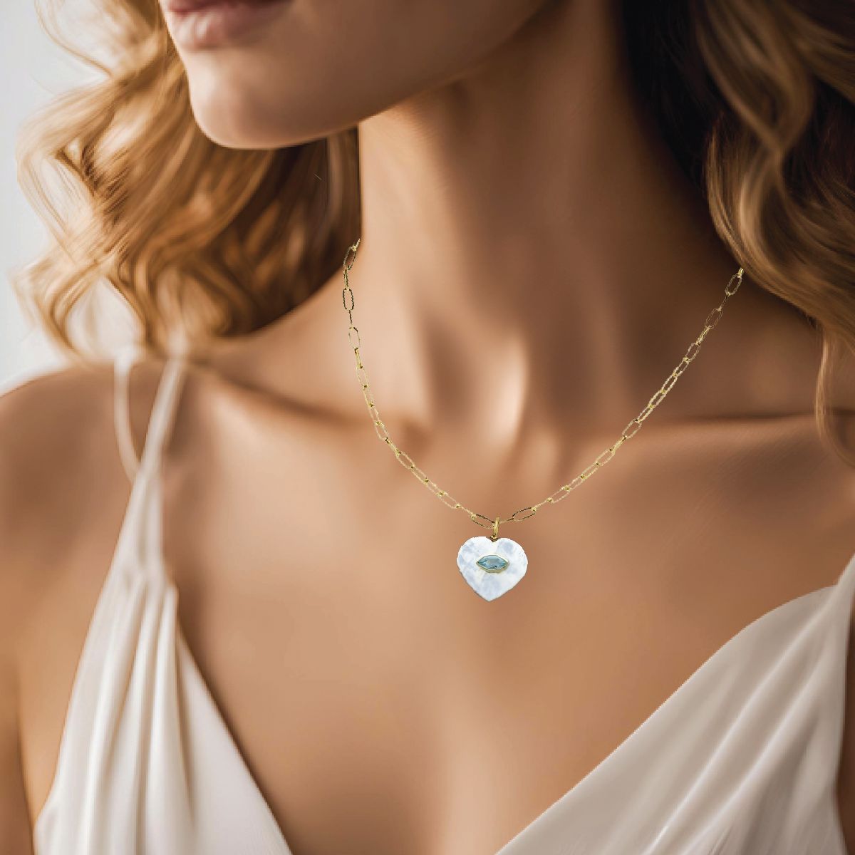 LoveSpell Heart Necklace - I need more Hope in my life - Moonstone + Blue Topaz Necklace Robyn Canady