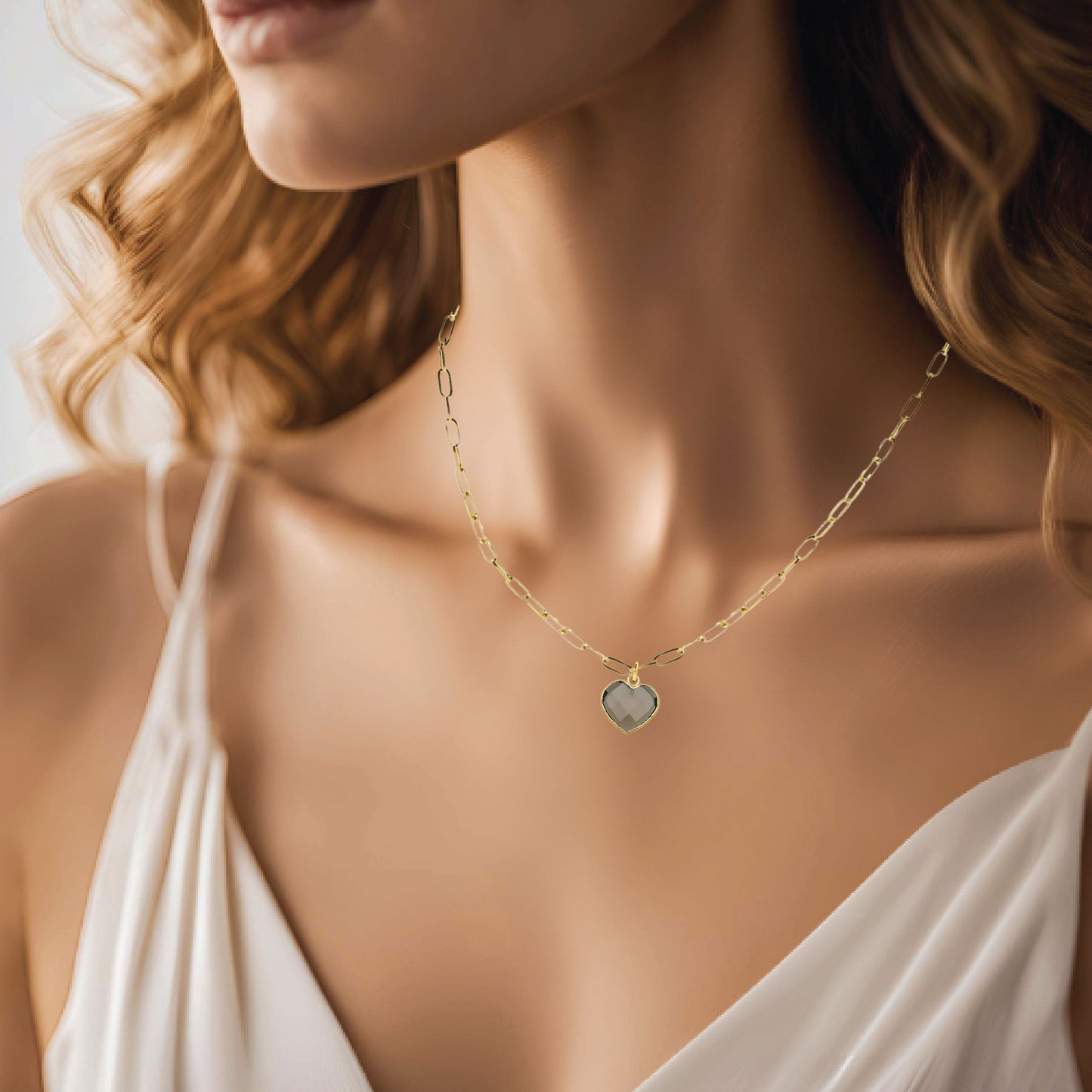 LoveSpell Tiny Heart Necklace - I need more calm in my life - Smoky Quartz Necklace Robyn Canady