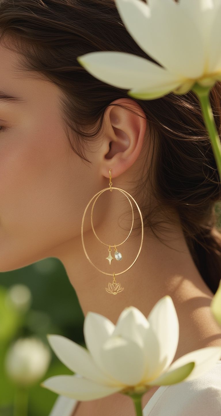 The White Lotus Large Mixed Charm Hoop Earrings Earrings Robyn Canady