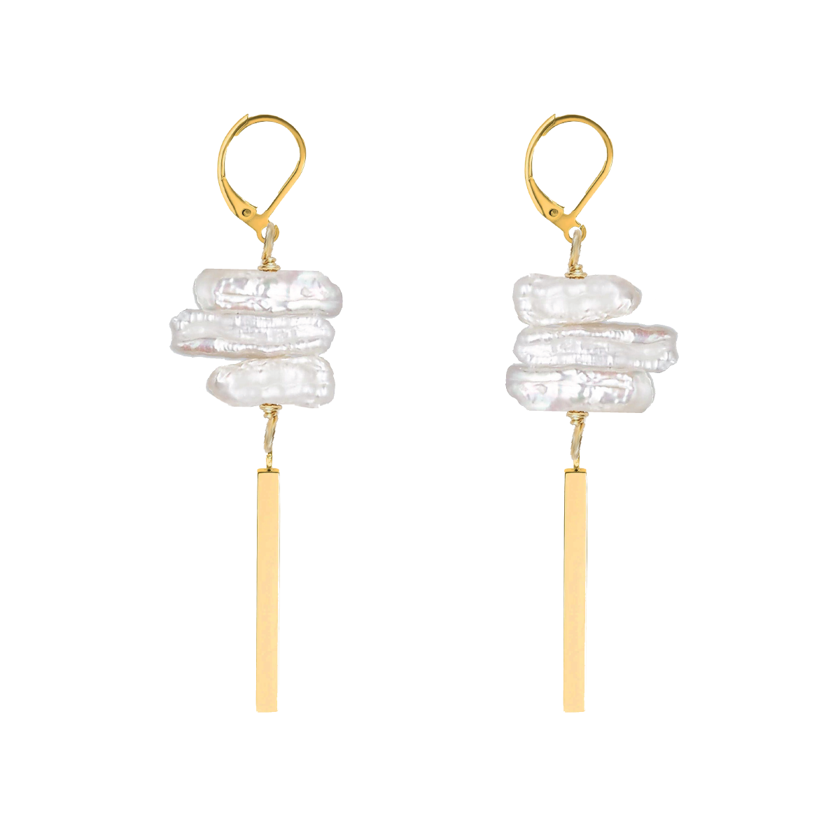 Freshwater Pearl Bar Drop Earrings