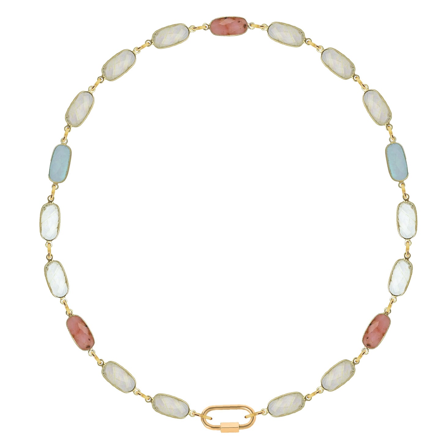 Aqua Chalcedony and Pink Opal Multi Stone Link Necklace Robyn Canady