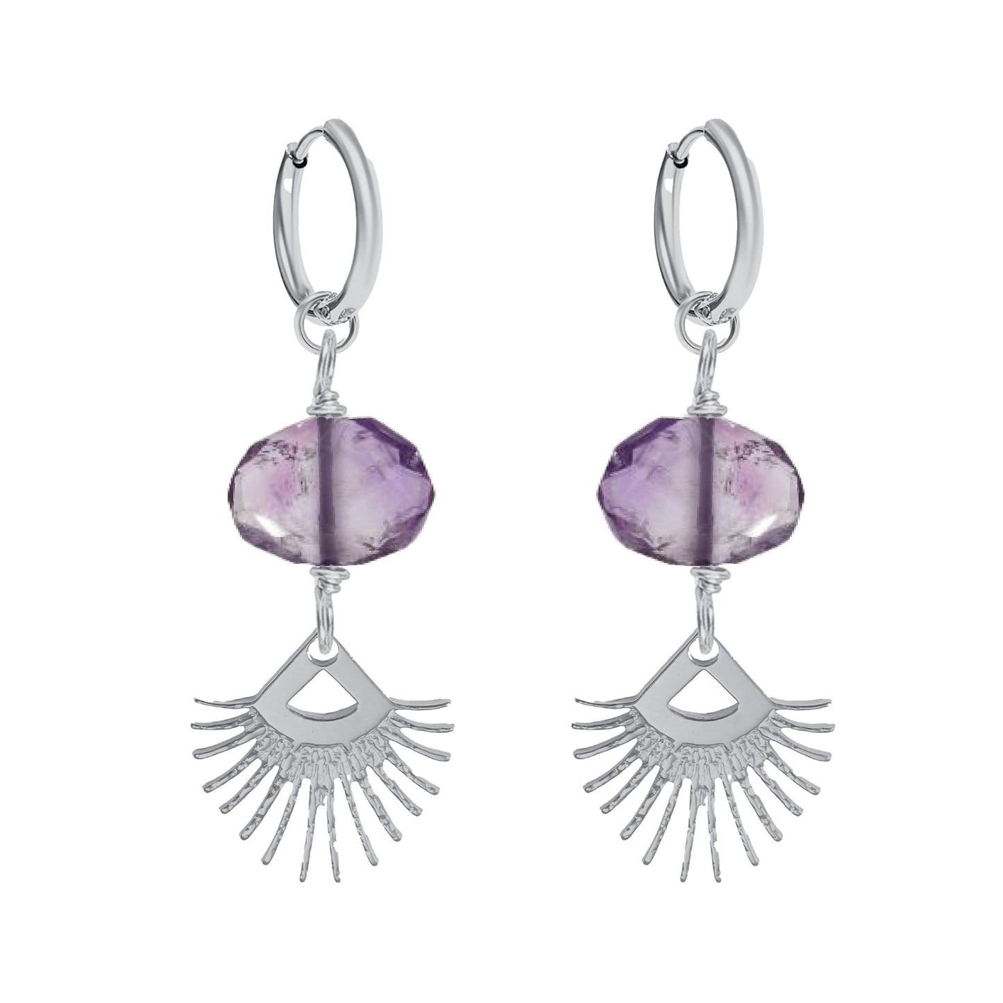 Sunburst Fringe Amethyst Drop Earrings Robyn Canady Silver