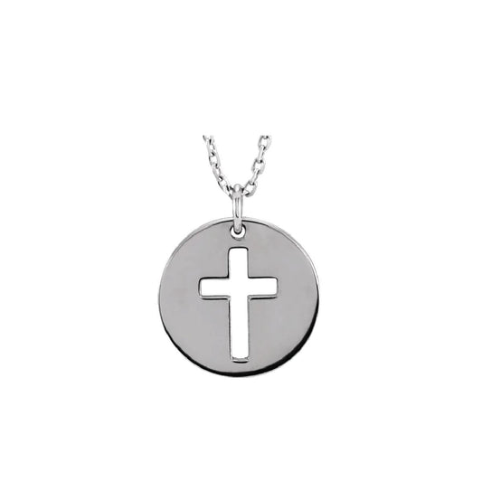 Pierced Cross Medallion Necklace Necklace Robyn Canady 14K White Gold