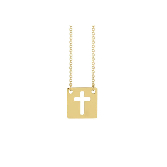 Pierced Cross Square Necklace Necklace Robyn Canady 14K Yellow Gold