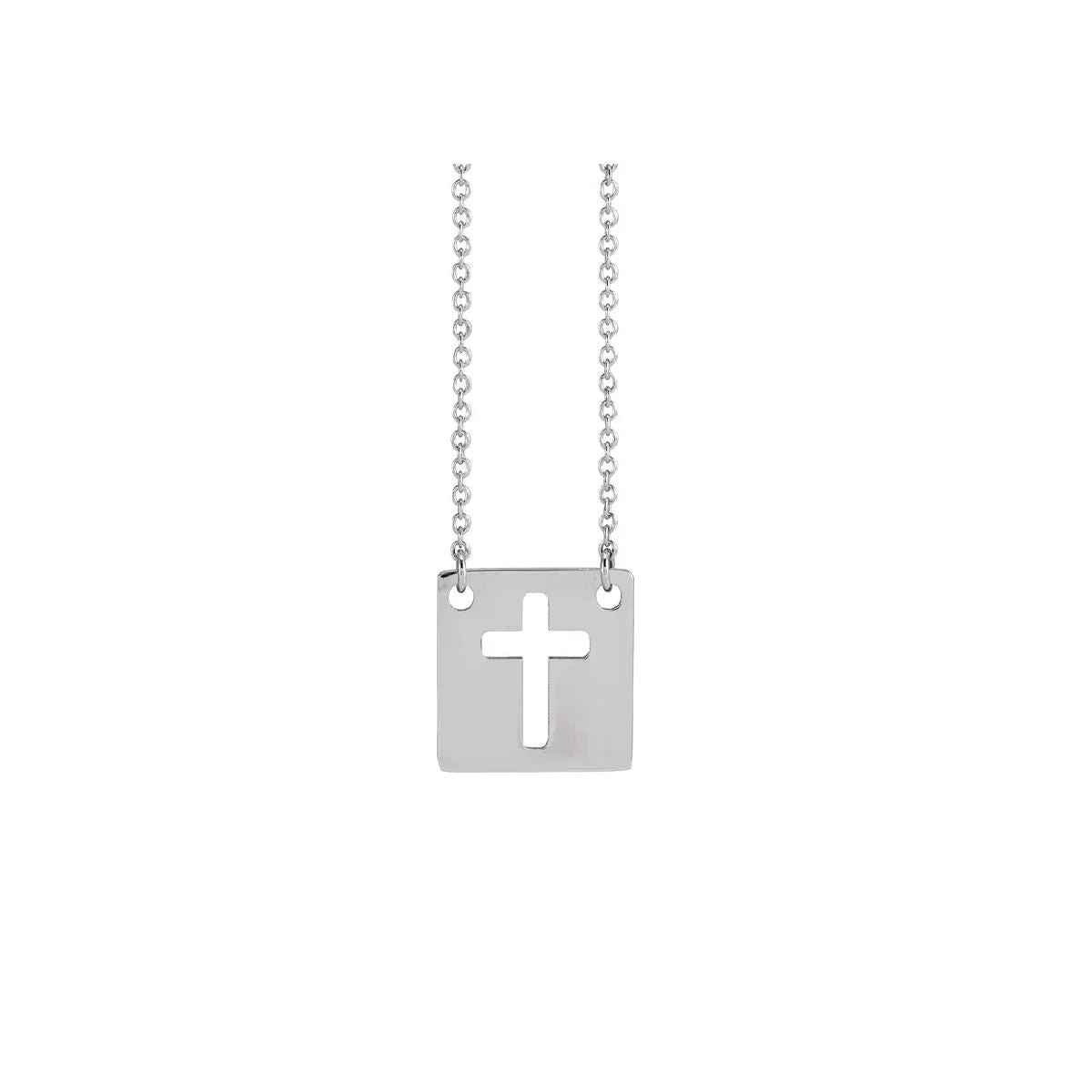 Pierced Cross Square Necklace Necklace Robyn Canady Sterling Silver