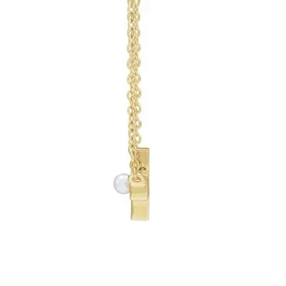 Single Pearl Sideways Cross Necklace Necklace Robyn Canady