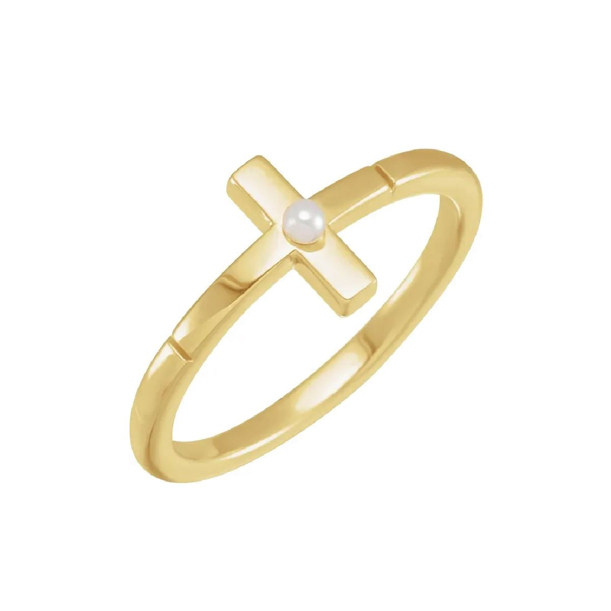 Akoya Pearl Cross Ring Necklace Robyn Canady 14K Solid Gold