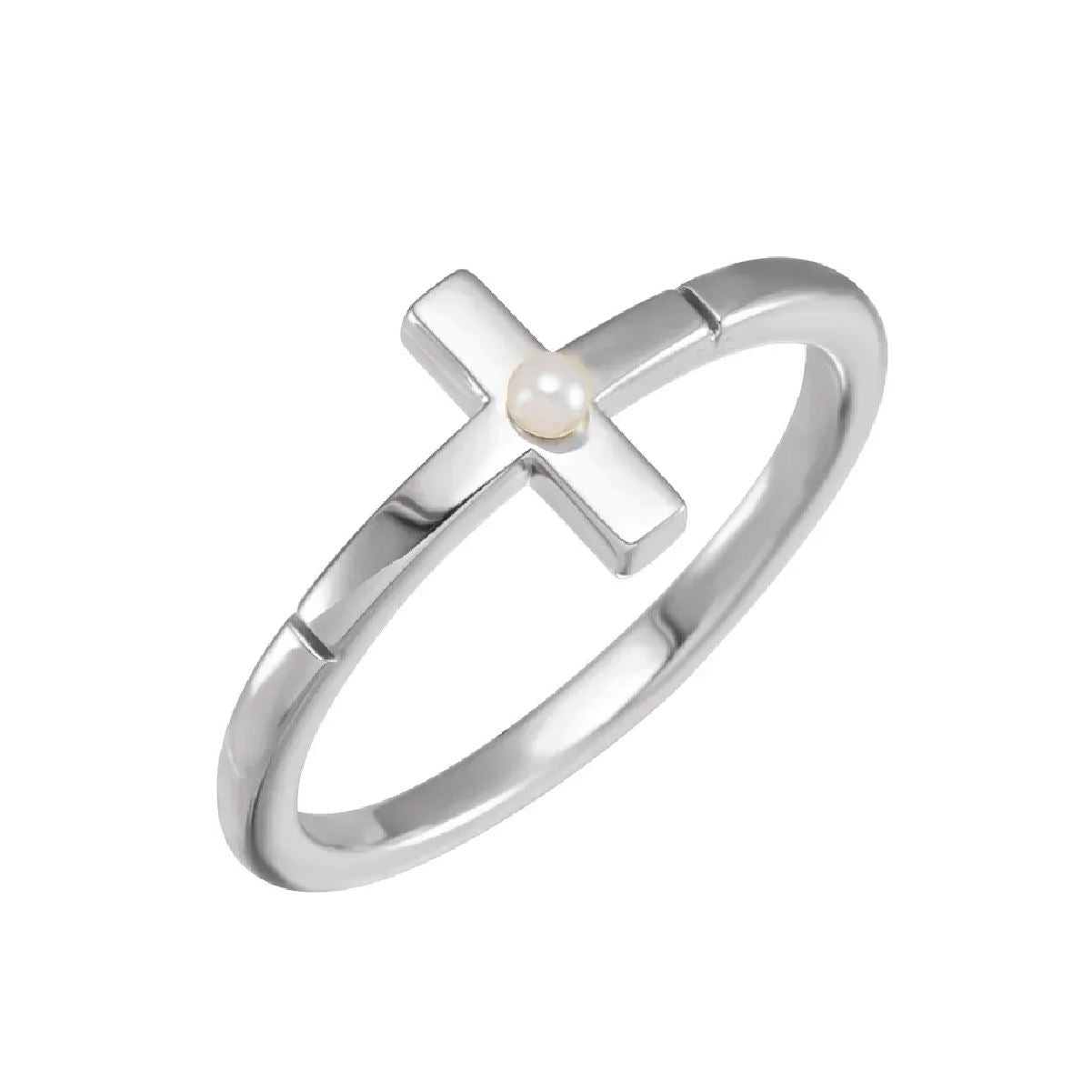 Akoya Pearl Cross Ring Necklace Robyn Canady Sterling Silver