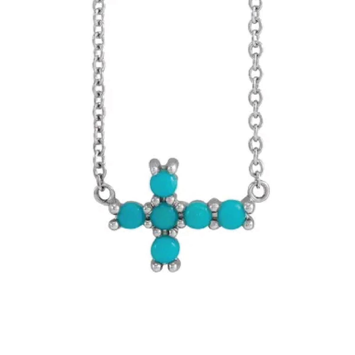 Turquoise Sideways Cross Necklace Necklace Robyn Canady Sterling Silver