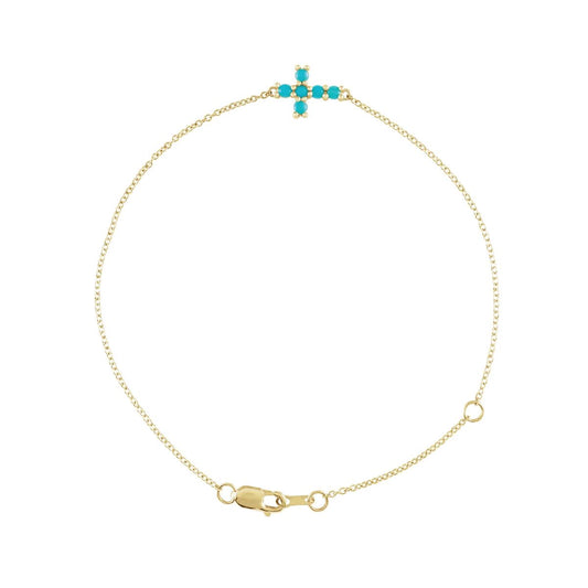 Turquoise Sideways Cross Bracelet Necklace Robyn Canady 14K Solid Gold