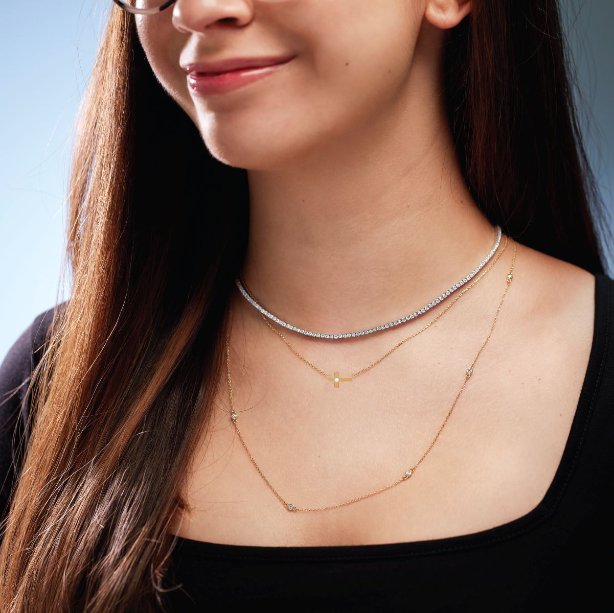 Single Pearl Sideways Cross Necklace Necklace Robyn Canady