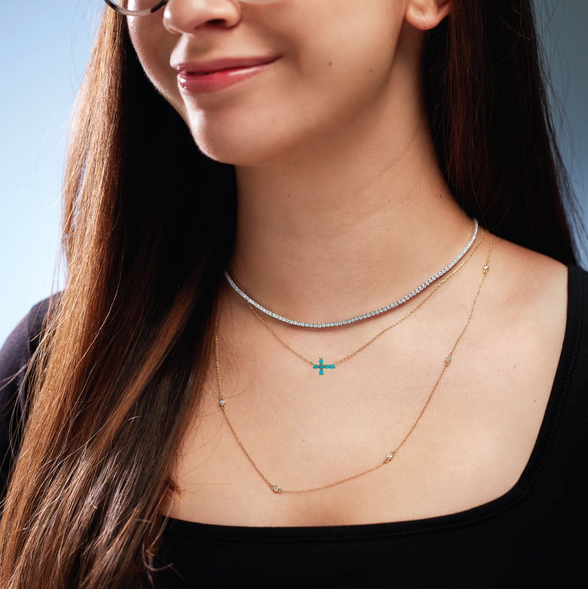 Turquoise Sideways Cross Necklace Necklace Robyn Canady
