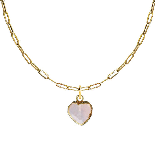LoveSpell Tiny Heart Necklace - I need more love in my life - Rose Quartz Necklace Robyn Canady Paperclip Chain