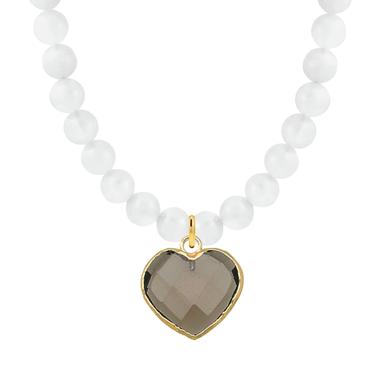LoveSpell Tiny Heart Necklace - I need more calm in my life - Smoky Quartz Necklace Robyn Canady Moonstone Beaded Chain