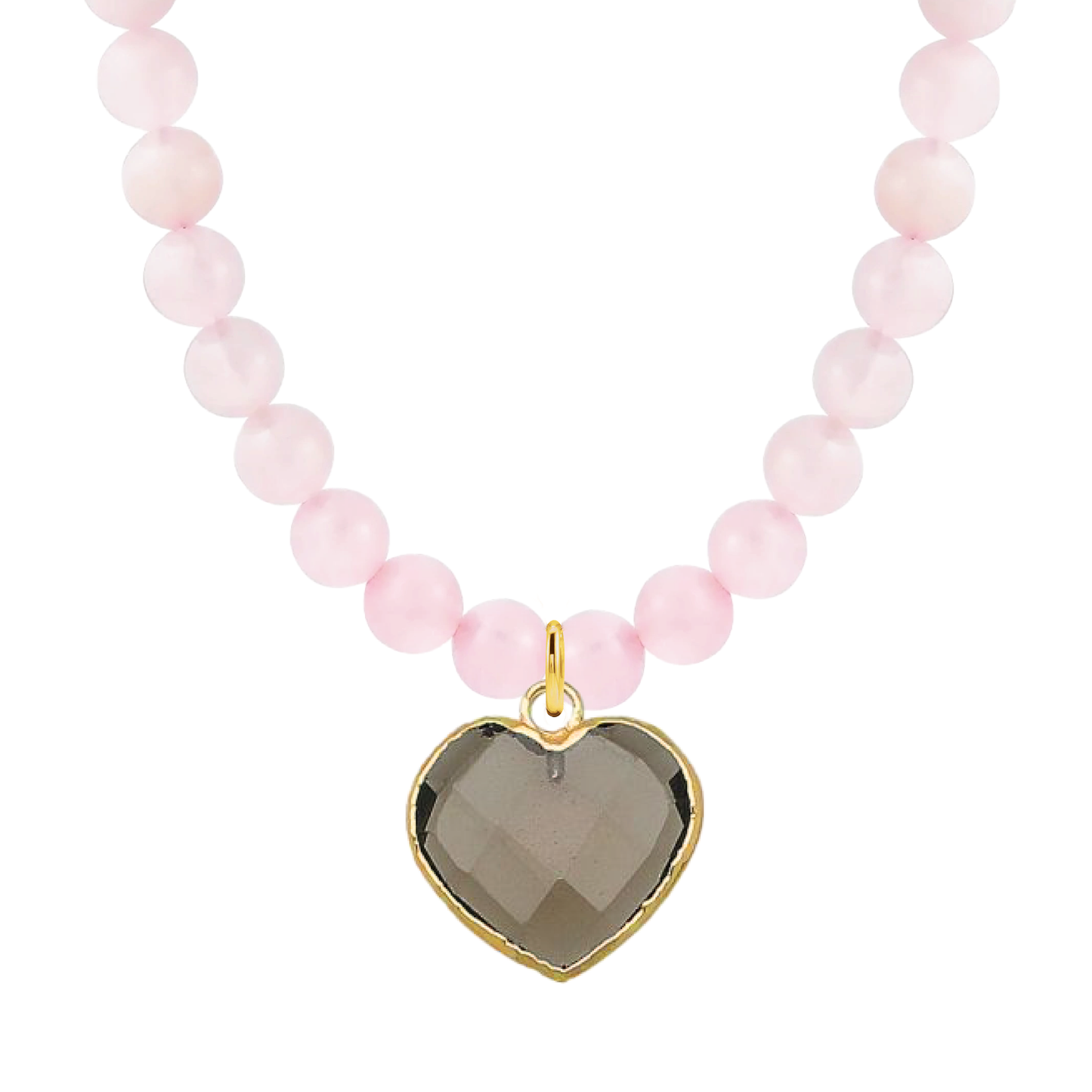 LoveSpell Tiny Heart Necklace - I need more calm in my life - Smoky Quartz Necklace Robyn Canady Rose Quartz Beaded Chain