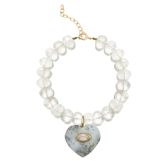 LoveSpell Heart Bracelet - I need more love in my life - Dendrite Opal + Rose Quartz Bracelet Robyn Canady Moonstone