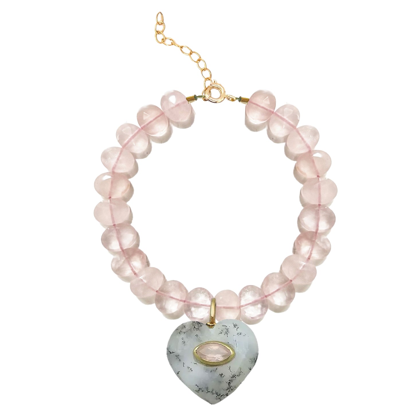LoveSpell Heart Bracelet - I need more love in my life - Dendrite Opal + Rose Quartz Bracelet Robyn Canady Rose Quartz