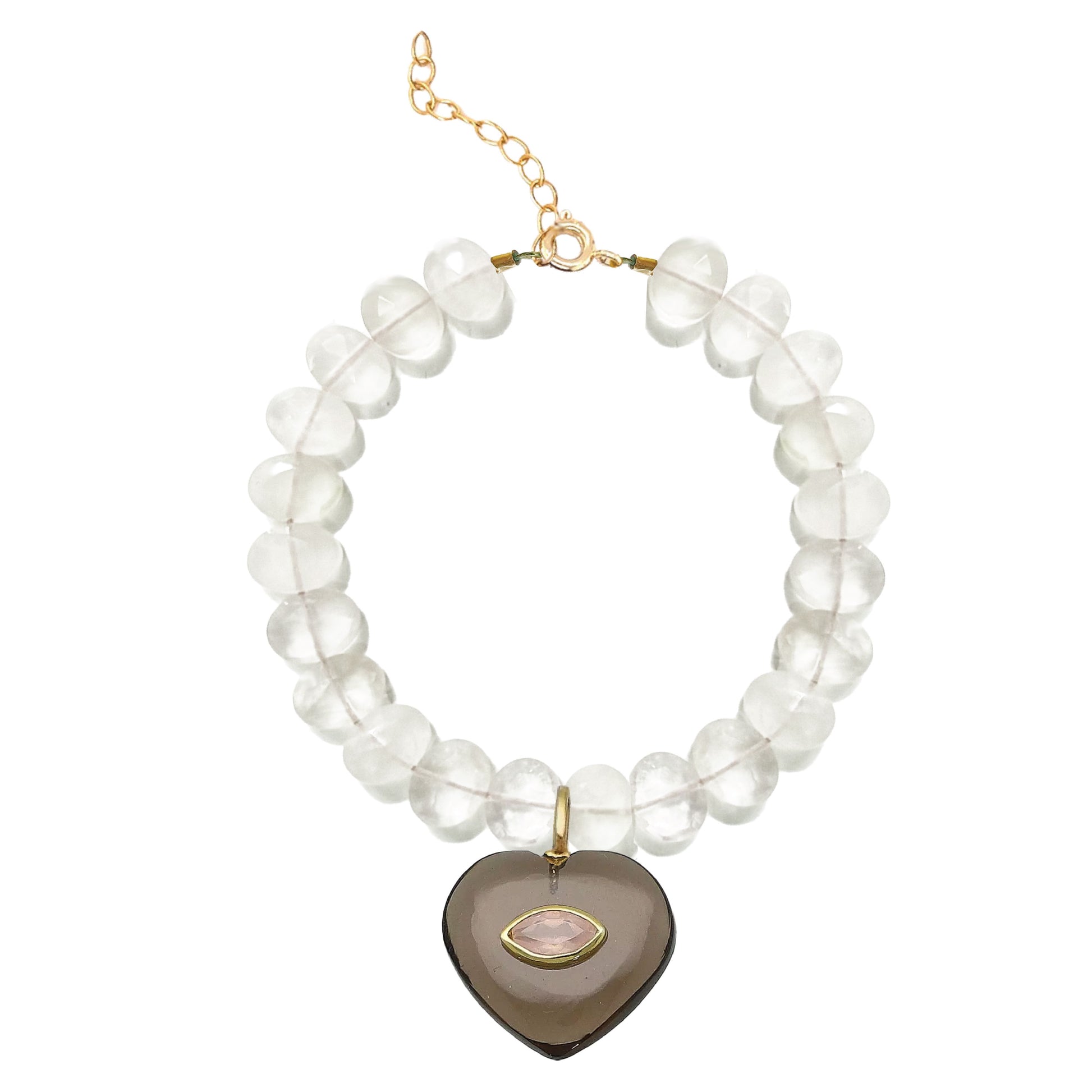Lovespell Heart Bracelet - I need more love and balance in my life - Smoky Quartz + Rose Quartz Bracelet Robyn Canady Moonstone