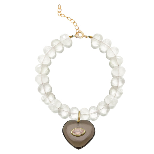 Lovespell Heart Bracelet - I need more love and balance in my life - Smoky Quartz + Rose Quartz Bracelet Robyn Canady Moonstone